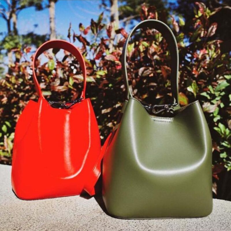 simple.she vintage leather shoulder crossbody bag red and green